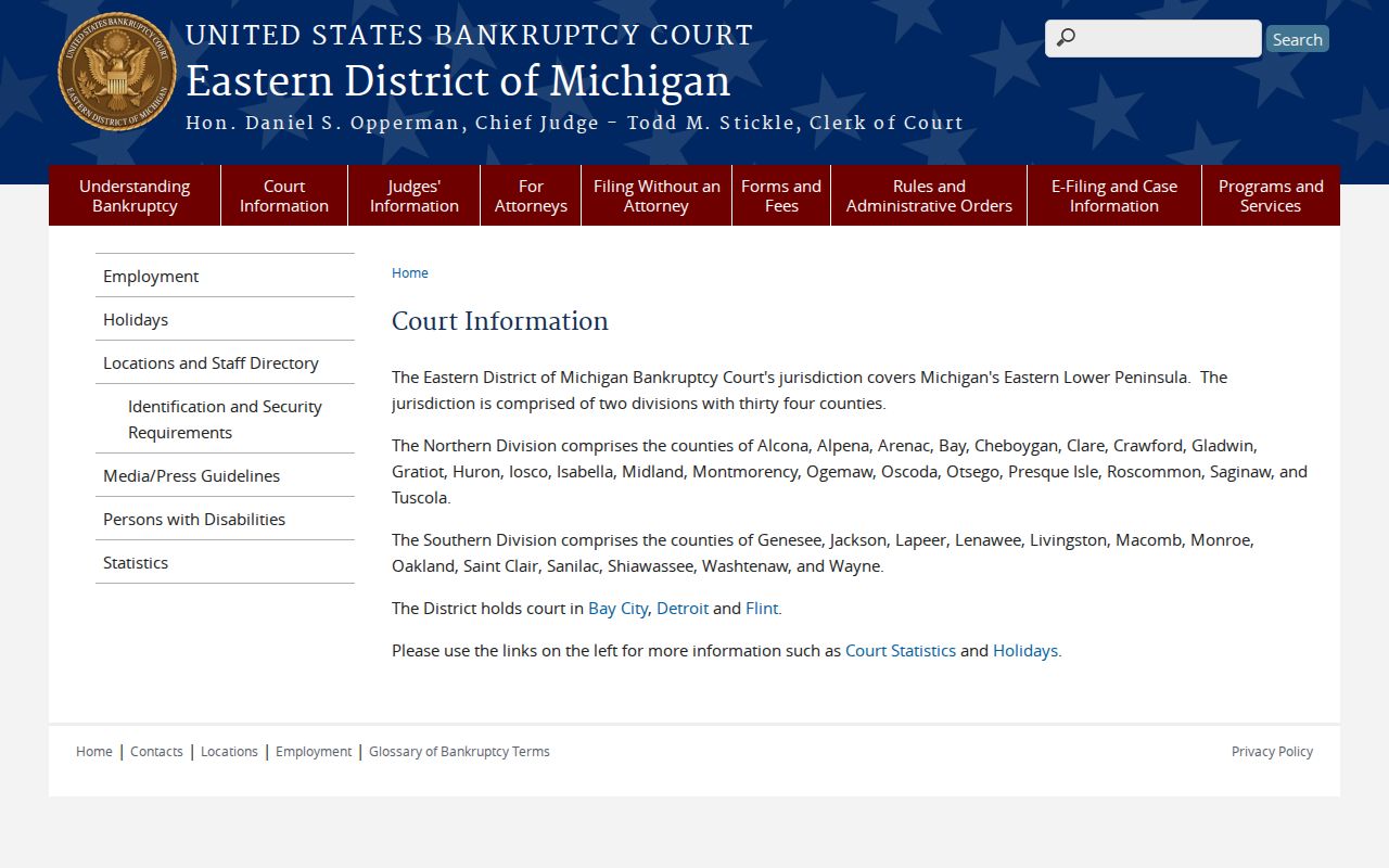 Alcona County civil docket federal bankruptcy court reference