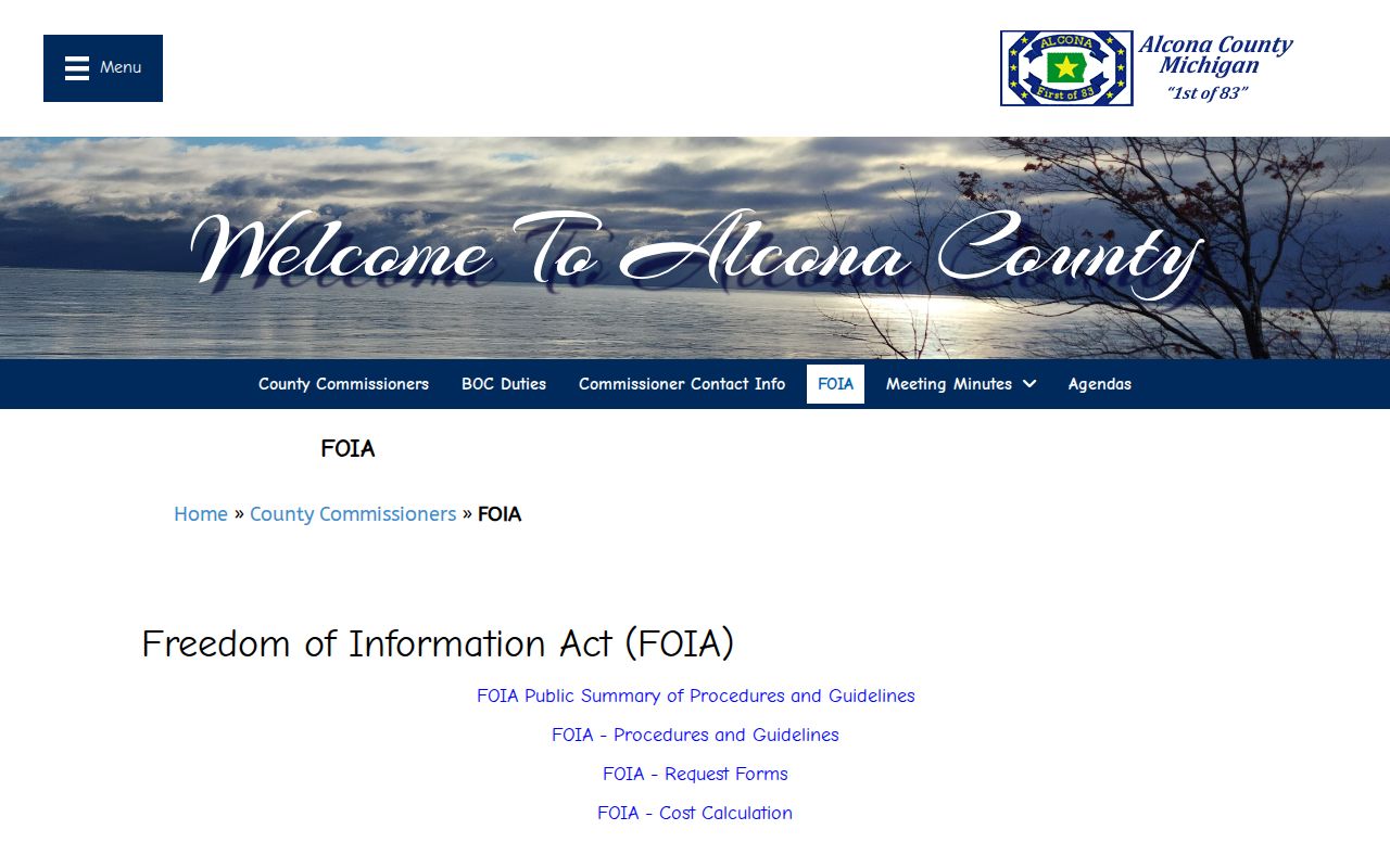 Alcona County court records FOIA information page