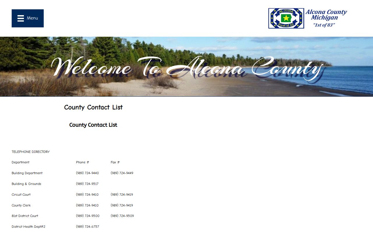 Alcona County court docket court phone directory