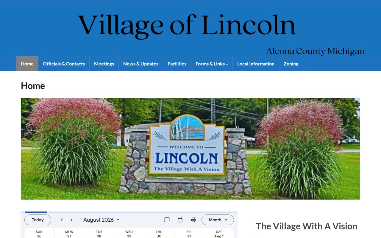 Lincoln court docket context with official Village of Lincoln civic portal